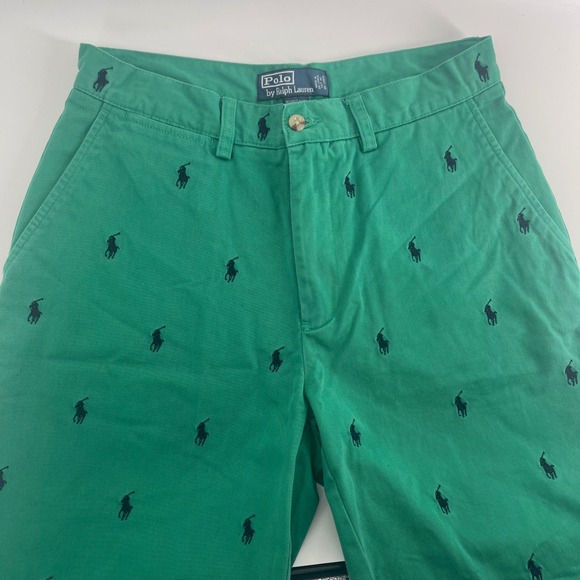 Polo Ralph Lauren Mens Prospect Shorts Green Embroidered Pony Cotton Size 30 - Picture 2 of 8